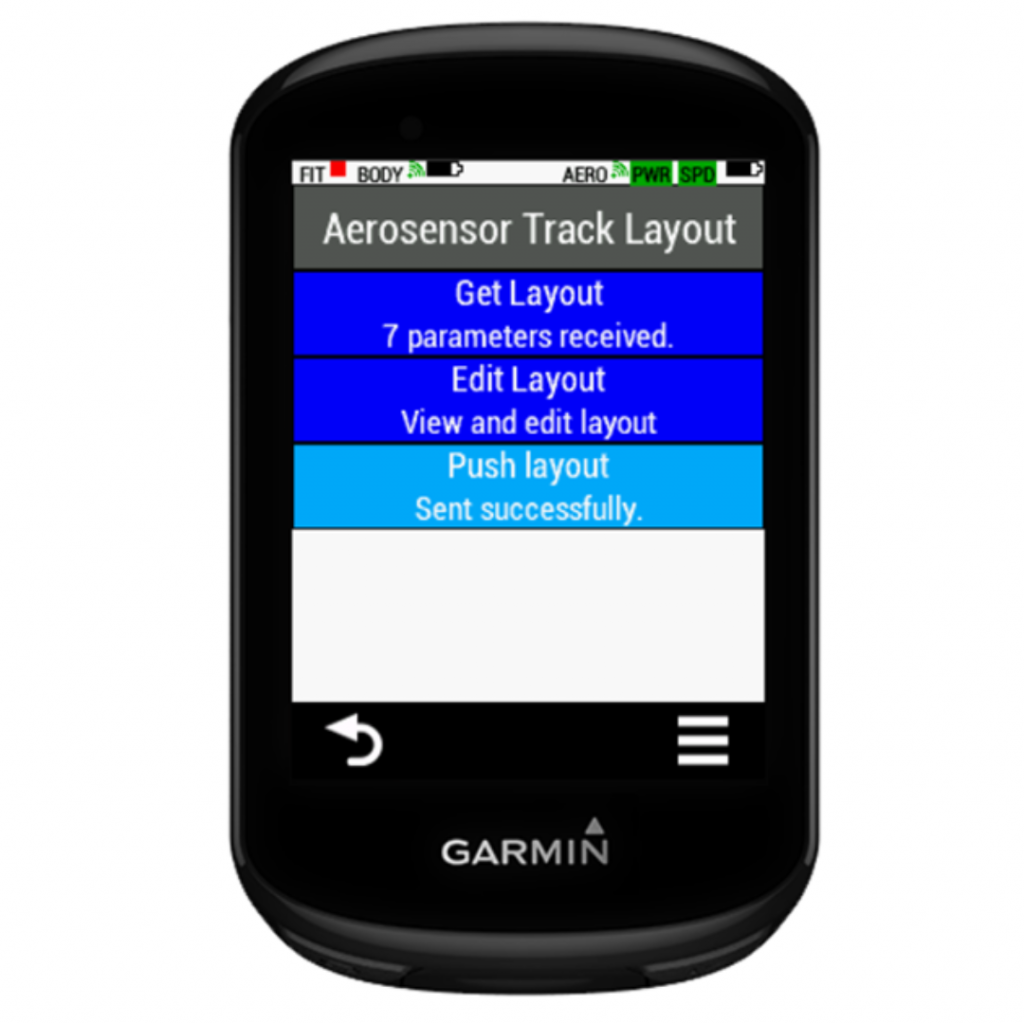 6. Select “Push layout” to push settings to Aerosensor. If successful, “Sent successfully” will show.